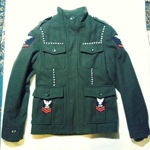 Wool  jacket w/Military patches